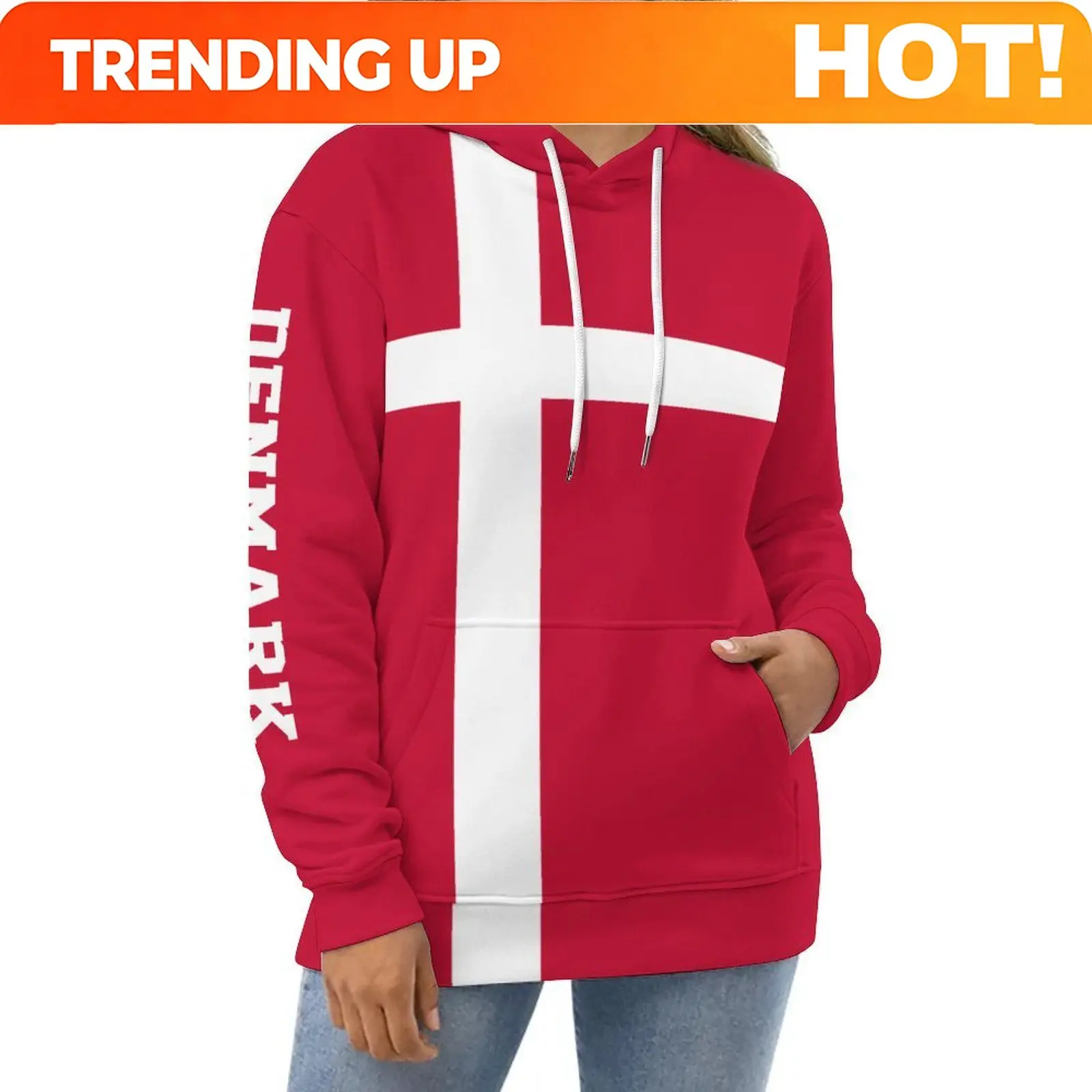 Unisex 3D Hoodie Denmark Flag Men Women Polyester Harajuku Sweatshirt Pullover Hoodies Casual Cool