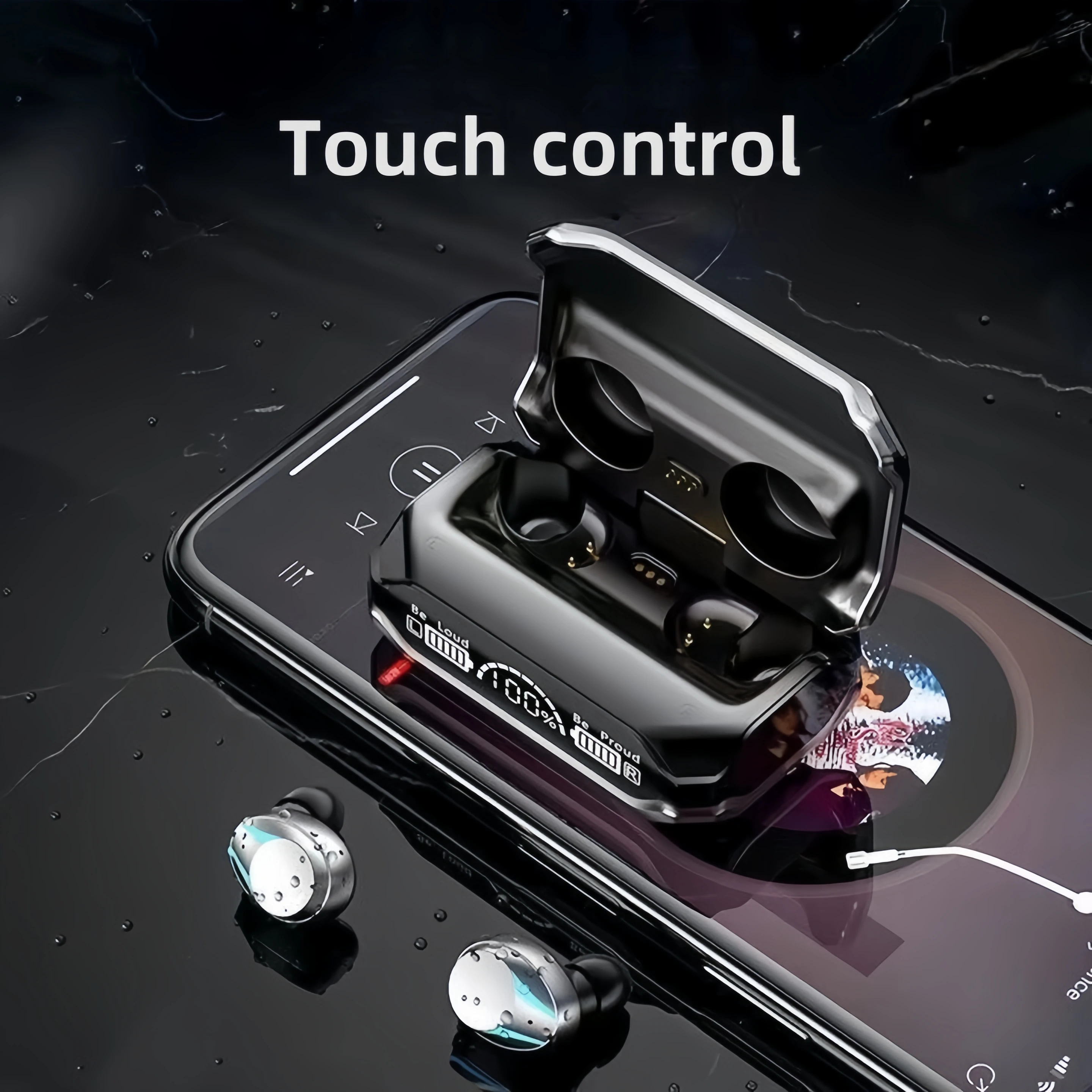 M41 블랙 무선 헤드폰 노이즈 감소 이어폰 5.3 BT 핸즈프리 하이파이 스테레오 스포츠 헤드셋 게이밍 인이어 이어버드