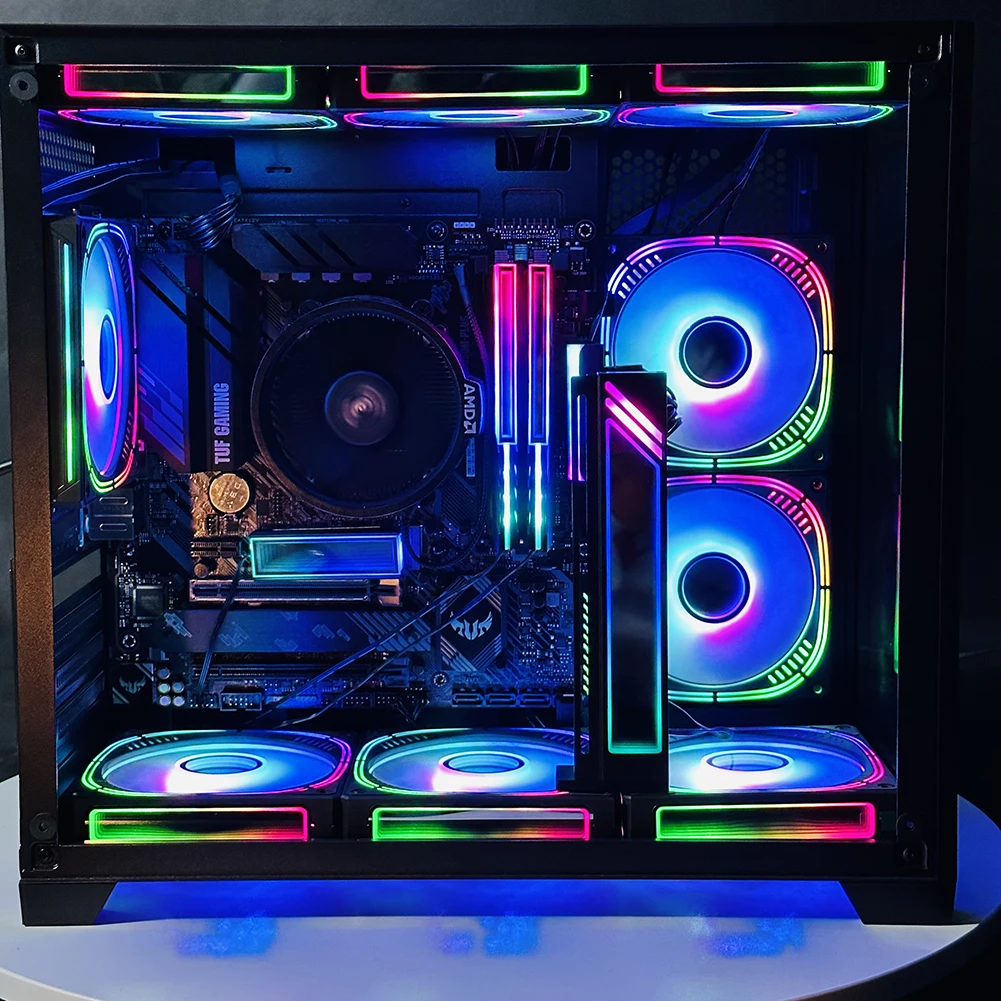 

120 мм вентилятор охлаждения процессора 5 В 3-контактный ARGB Sync Вентилятор охлаждения процессора 12 В 4-контактный ШИМ 24 светодиодные бусины FDB Гидравлический подшипник для корпуса компьютера ПК