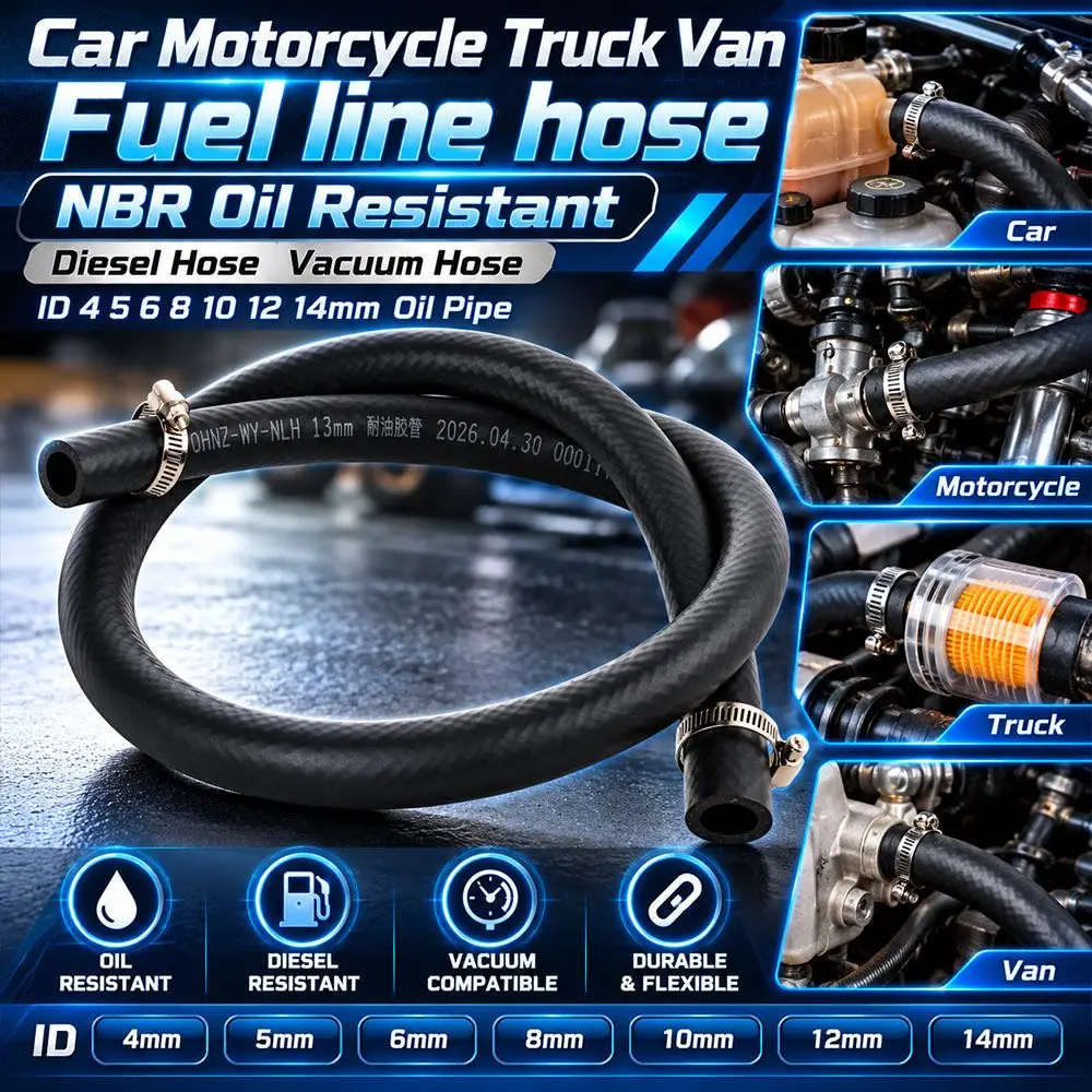 New Multifunctional Car Fuel Hoses ID 4 5 6 8 10 12 14mm with Pipe Clamp NBR Oil Resistant Hose Diesel Hose