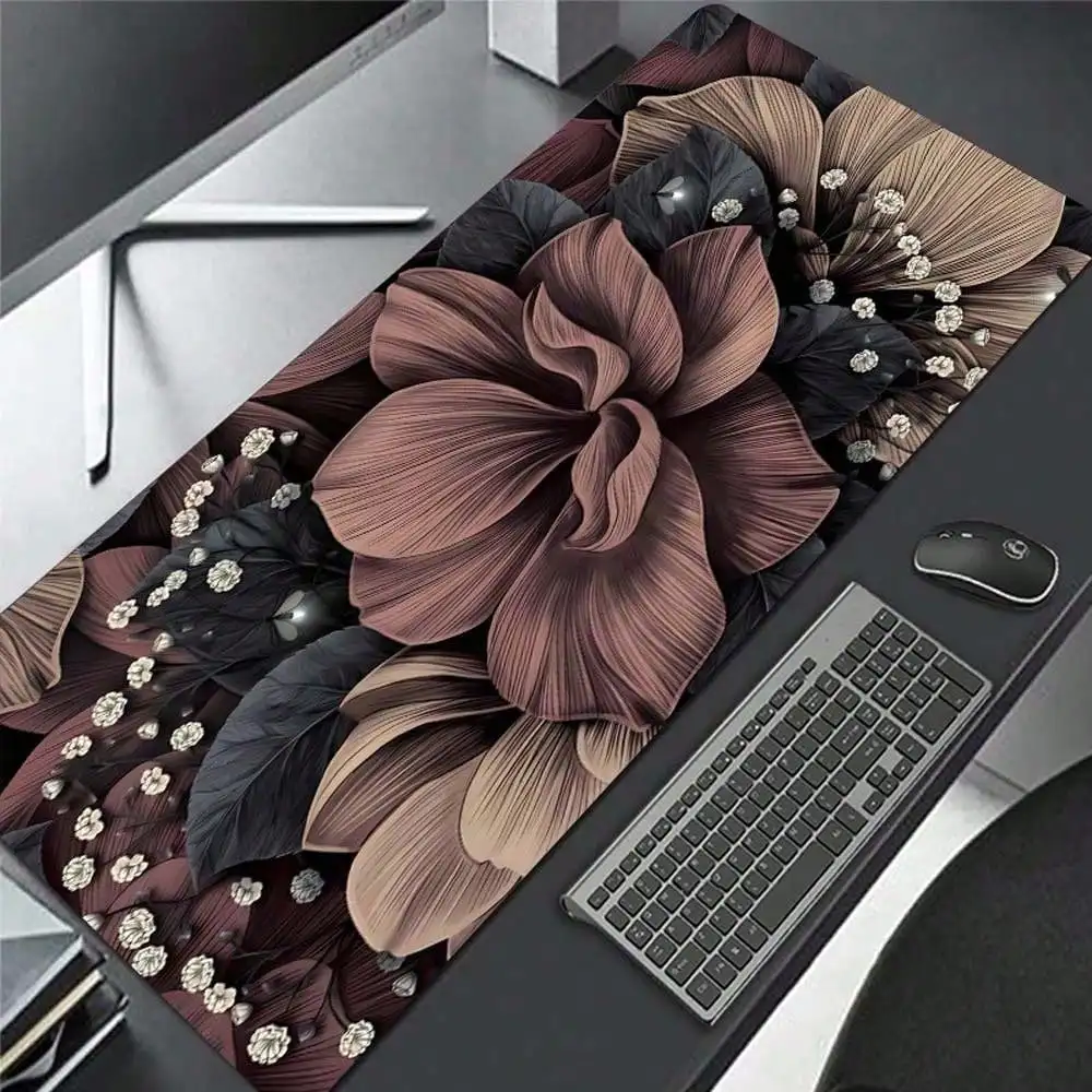 Elegant Floral Pattern Desk Mat Large Non-Slip E-Sport & Office Mouse Pad With Stitched Edges Perfect For Professionals Gift For Girls Daughters Women Back To