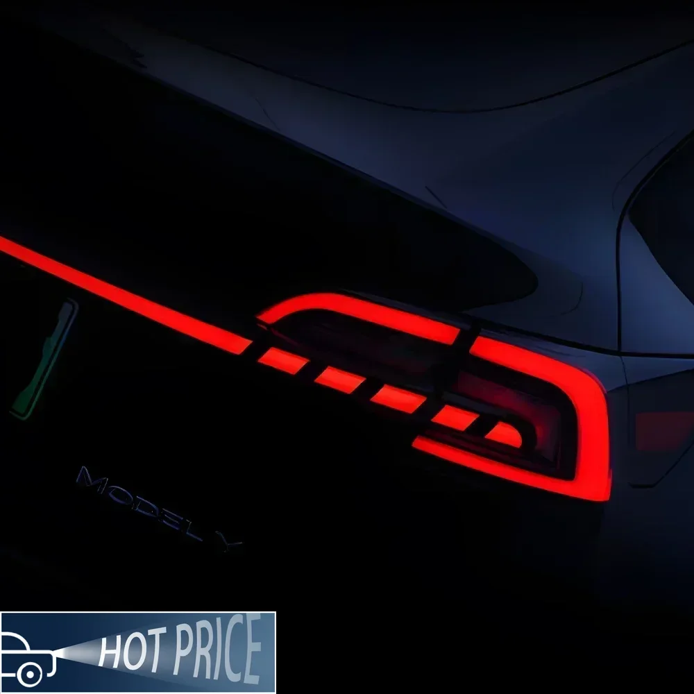 

Для Tesla Model 3 Model Y 2019-2023, обновленные автоматические задние фонари, динамические через задние фонари, аксессуары, светодиодные автомобильные задние фонари в сборе