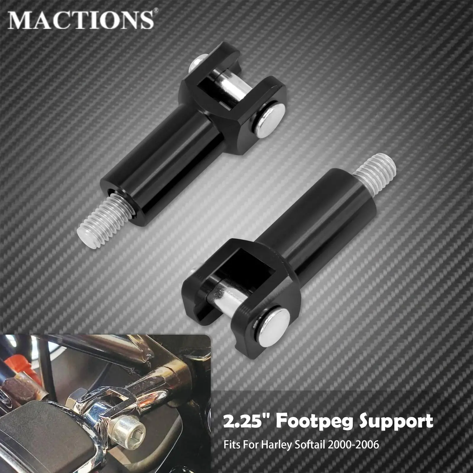 

Motorcycle Rear Passenger Foot Pegs Support Mount 2.25" Footrest Clevis Kit For Harley Softail Fatboy Heritage Breakout 2000-06