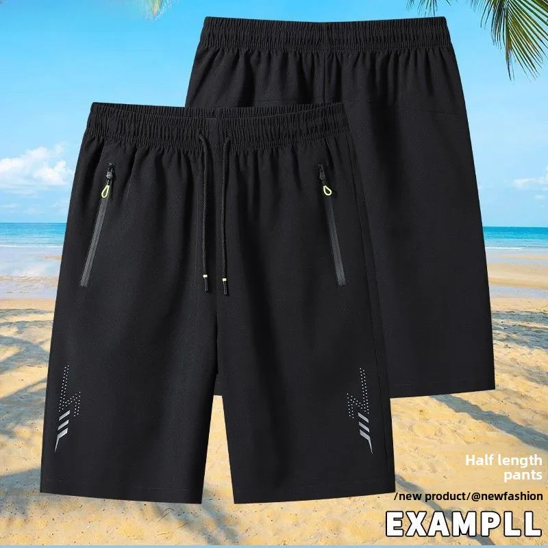 

New 2024 Men's Ice Silk Baskeall orts Thin Qui Dry Five-Quarter Loose Fit Casual Pants Breathable Summer Leisure Trousers