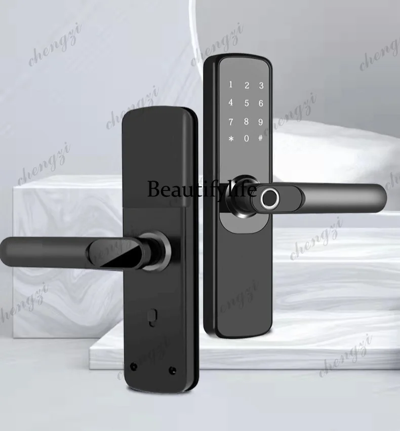 Wooden door fingerprint lock, office apartment password room bedroom, electronic, smart lock