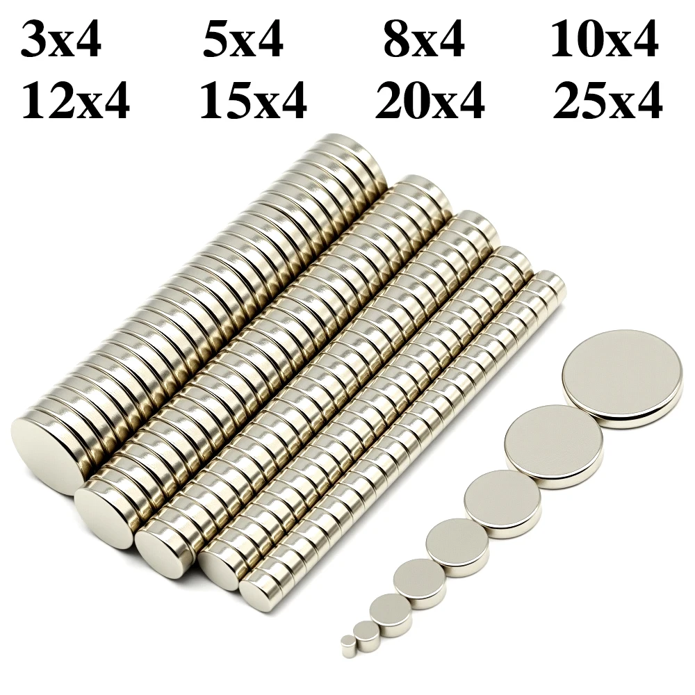 High Strength Round Neodymium Magnet NdFeB Permanent Powerful Fridge Magnets Imanes 5x4 8x4 10x4 12x4 15x4 20x4mm