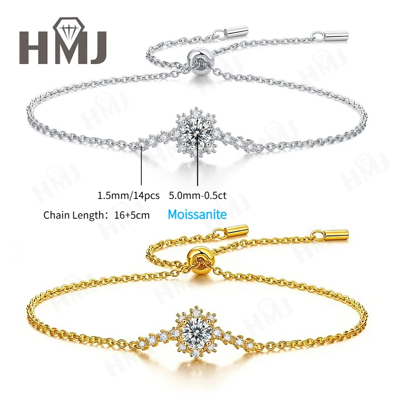 D-Farbe, 925er-Sterlingsilber-Armband, Moissanit, runder Schliff, versilbert, Weißgold, Modeschmuck, Geschenk für Frauen, Jahrestag – Detail 3