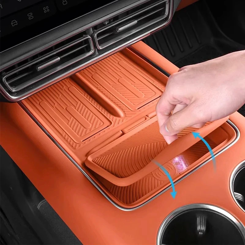 For Leading Ideal Li LiXiang L7 L8 L9 MEGA 2022-2024 Car Central Console Wireless Charging Soft Silicone Pad Storage Organizer