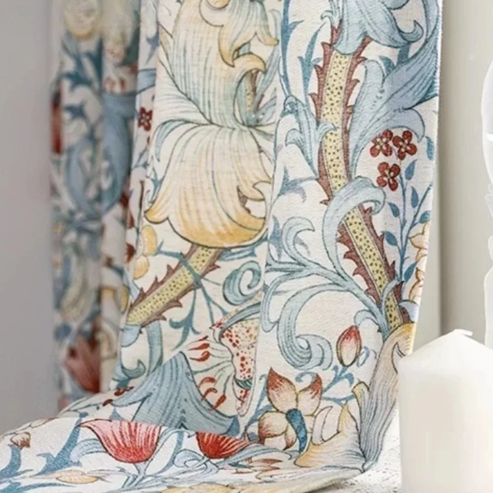 

Cotton Linen Pastoral Hand-painted Printing Curtains For Living Room Bedroom French Window Balcony Customized Products