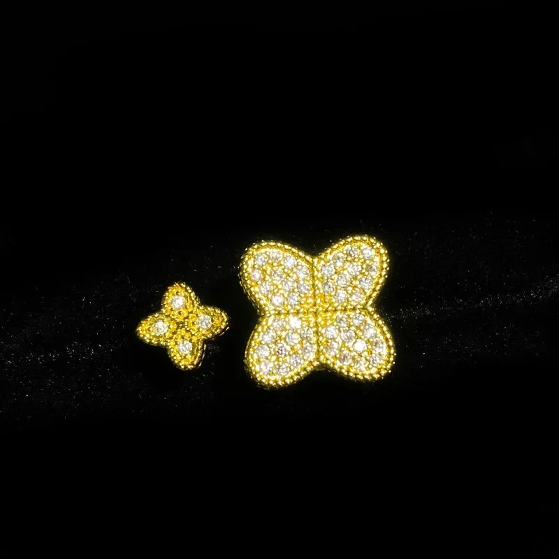 

Ювелирные изделия в стиле MDL Moissanit1, классическое кольцо с четырьмя листами клевера и бриллиантами, круглое кольцо Micropavé из искусственного муасса