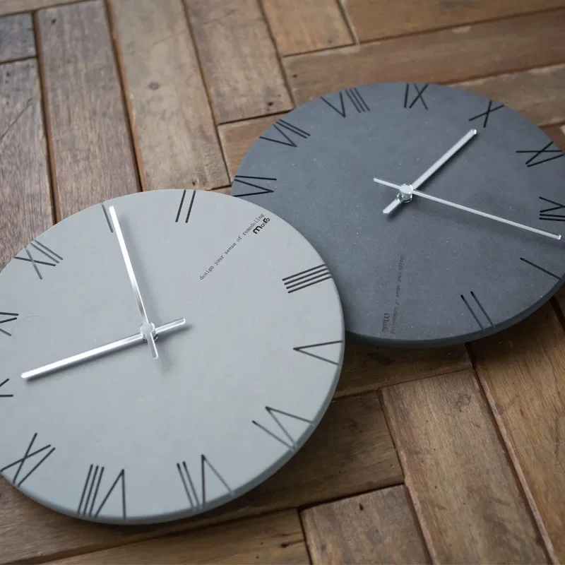 Minimalist Roman Digital Modern Style Wall Clock 12 Inches Creative Home Living Room Bedroom Silent Decoration Wooden Wall Watch