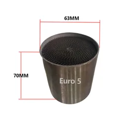 Three-Way Catalytic Converter Exhaust Universal Elemento Filtrante, Euro 5, 63*70mm, Metal Carrier Plus Catalyst Coating