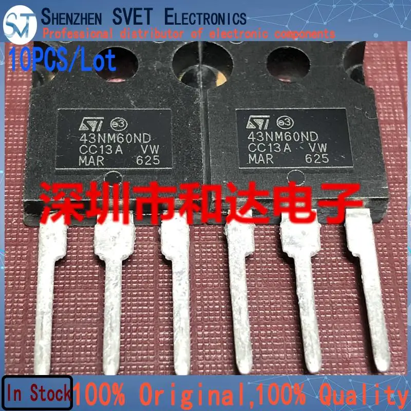 10PCS/Lot STW43NM60ND 43NM60ND  TO-247 650V 35A  Imported Original And New In Stock 100%Test