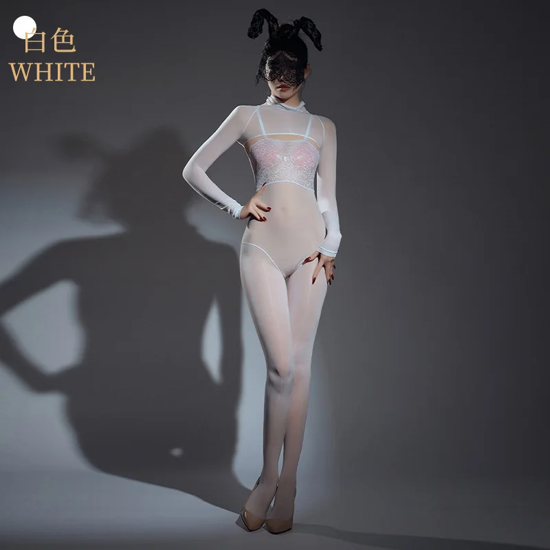 Baju Terusan Wanita Model Selongsong Dada Berenda dengan Tali Pengikat, Terbuka, Bahan Mengkilap, Berlubang, Seksi, Stoking Terpadu, Pakaian Dalam Seksi, Selongsong Dada Seksi