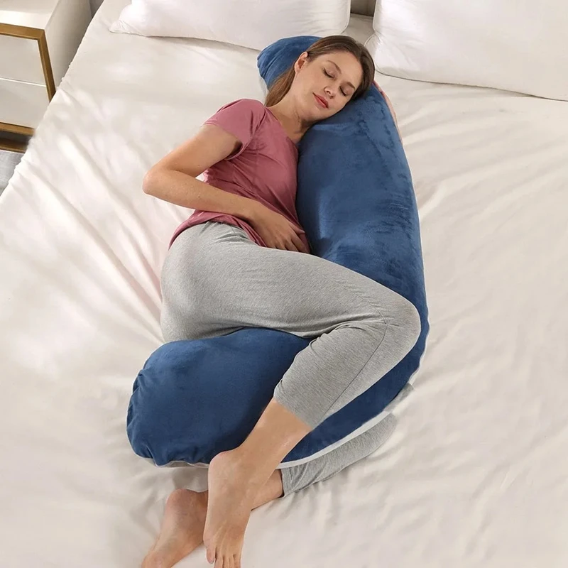 Almohada larga de felpa para mujeres embarazadas, ropa de cama de alta calidad, soporte para la cintura del vientre, protección especial para dormir