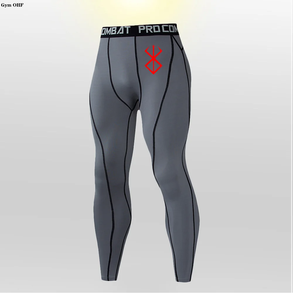 Męska obcisłe spodnie kompresyjna Rashguard Fitness Sport legginsy do biegania mężczyzn Anime wnętrzności siłownia szybkoschnące spodnie męskie