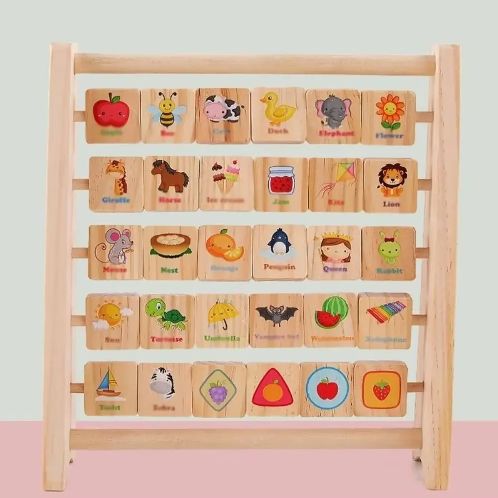 Englisch Alphabet Buchstaben Kognitive Spielzeug Cartoon Muster Arithmetik Holz Buchstaben Bord Lernen Perle Abacus Frühe Bildung Bord