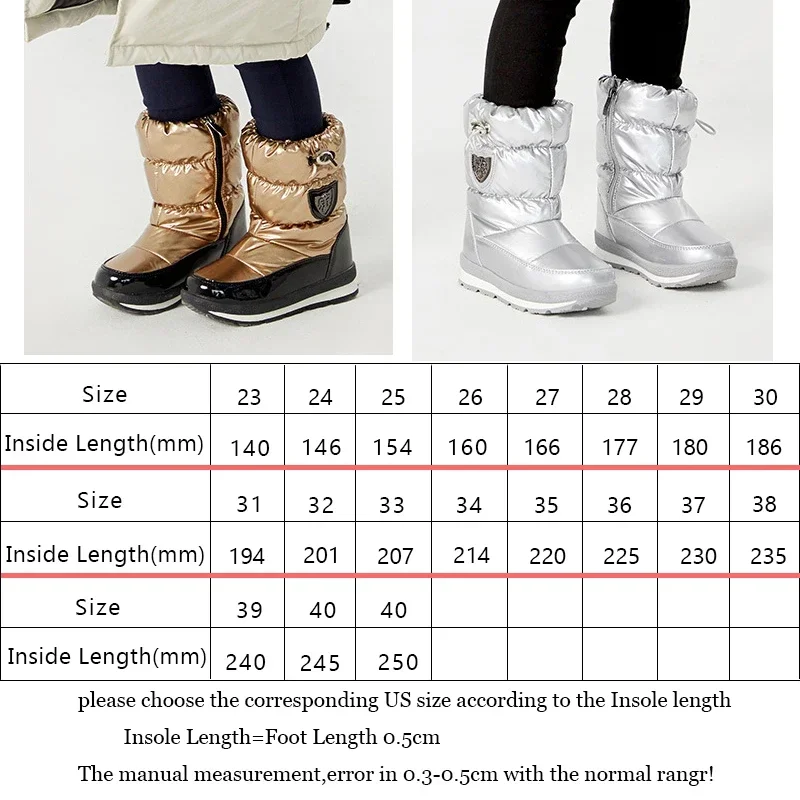 New Ski Boots Women Kids Snow Boots Fleece Children Cotton Shoes Warm Snowboard Shoes Boy Girl Waterproof Non-slip Wool Boots