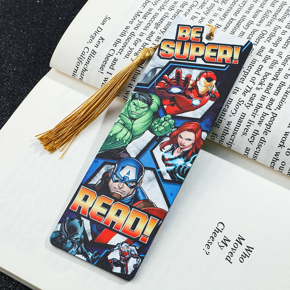 Marcador acrílico dos vingadores da marvel com borla para homens, mulheres, fãs de adolescentes, coleção de fãs criativos, materiais de leitura, presentes