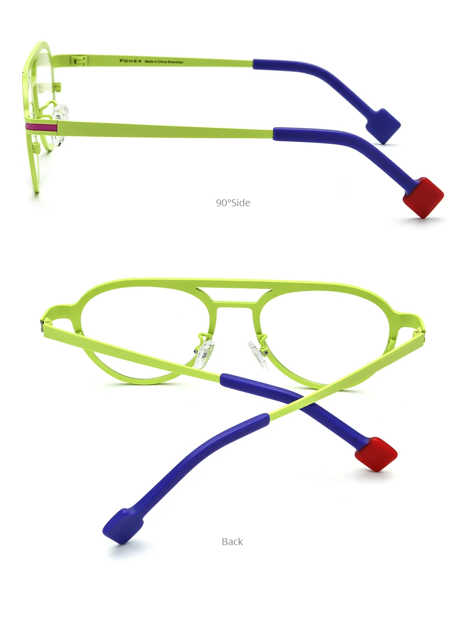 FONEX Reines Titan Brillengestell Damen 2025, neue trendige Mode, Markendesign, Polygon-Brillen, Herren, hochwertige Brillen 85841 – Detail 7