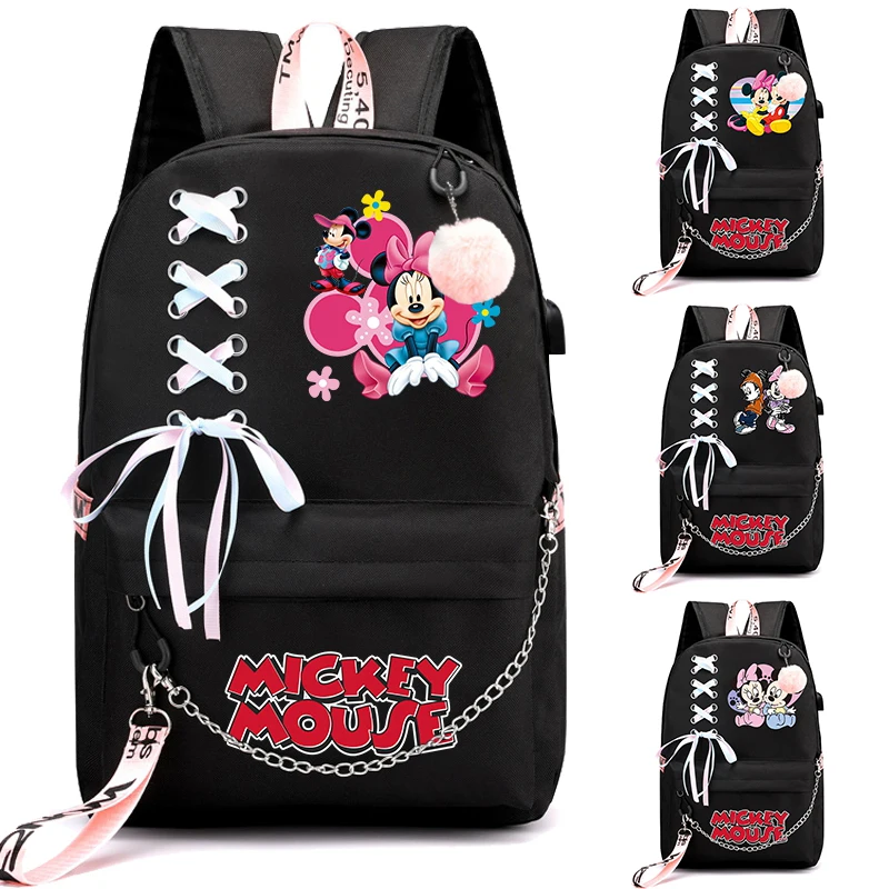 Disney Mickey Mouse Backpack Bag Girl Cartoon Kawaii Student School Mochila Escolar Back To School Backpack Anime Childr Bookbag