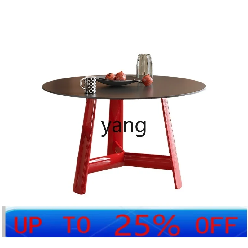 

LMM Minimalist round Stone Plate Dining Tables and Chairs Set Small Apartment Simple Living Room Negotiation Table