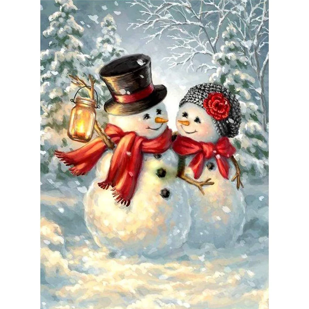 Christmas Snowman DIY Cross Stitch 11CT Embroidery Kits Craft Needlework Set Printed Canvas Cotton Thread Home      Room