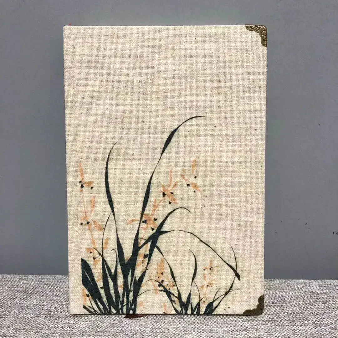 A5 Creative Product Literary Retro Diary Linen Notebook Horizontal Line Notepad Chinese Flowers Creative Gifts
