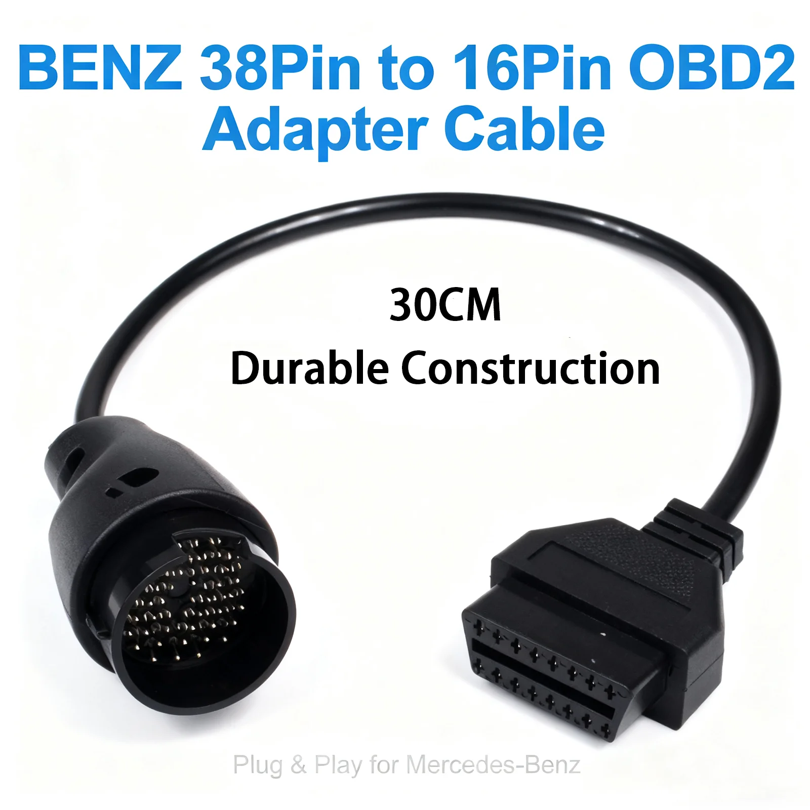 

Benz Original 38 Pin to 16 Pin OBD2 Diagnostic Adapter Cable 30CM, Made of High-Quality Mmaterials, Easy to Install