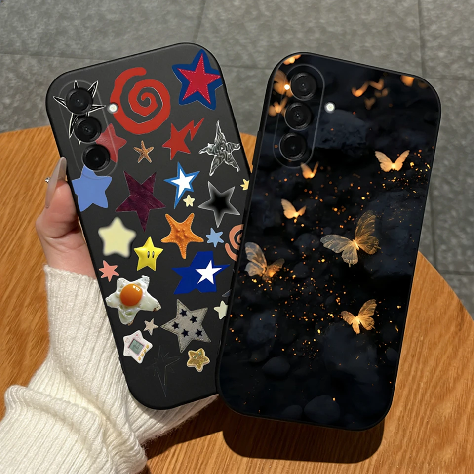 For Samsung Galaxy A27 A37 A57 Case Sparkling Stars Butterfly Matte Silicone Fashion Housing For Samsung A27 a37 A57 Coque Funda