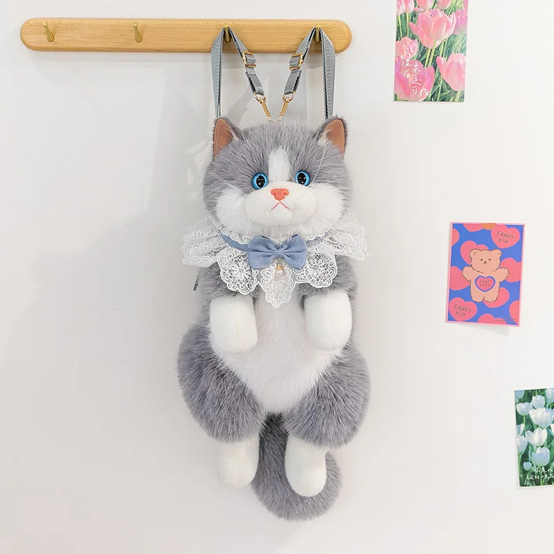 Realistic Ragdoll Cat Plush Backpack Cute Kawaii Anime Stuffed Toy Soft Birthday Gift for Girls Women Friends BFF Collectible