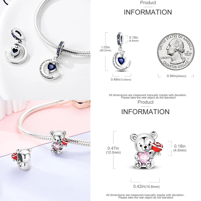 925 Sterling Silber Kaffeekanne Pfotenabdruck Koffer Kunstpalette Böser Blick Elefanten-Charm-Perlen Original DIY Armband Geschenk für Frauen – Detail 4