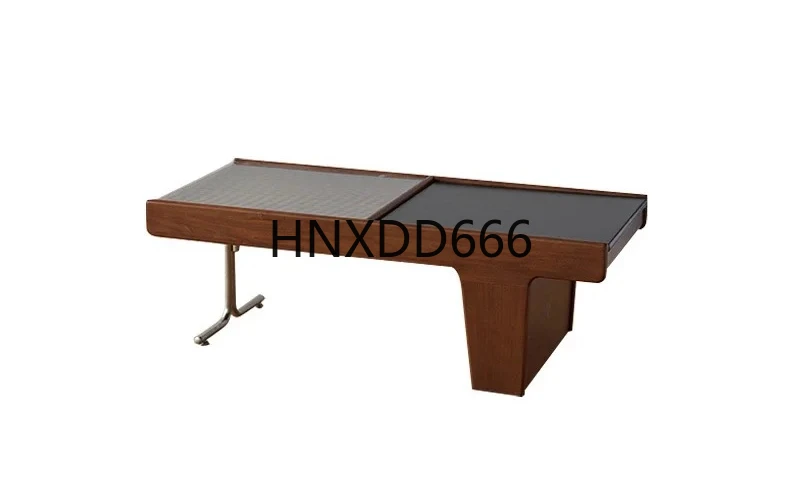 

Retro Designer Model Coffee Table Home Stone Plate Tea Table Living Room Solid Wood Storage Tea Table