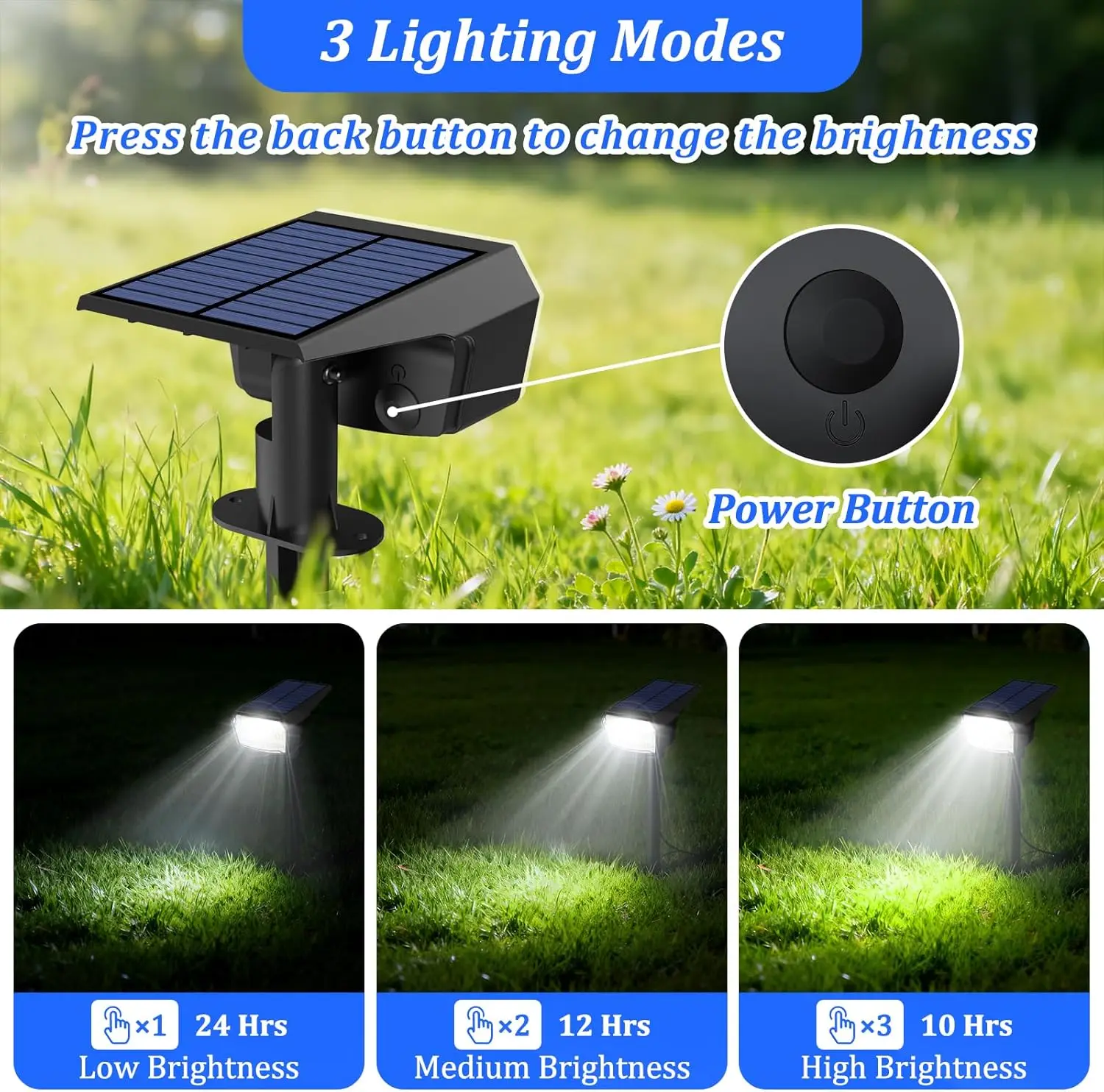 6-Pack Solar Spot Lights Outdoor Waterproof, 3 Modes LED Landscape Lighting for Garden Pathway