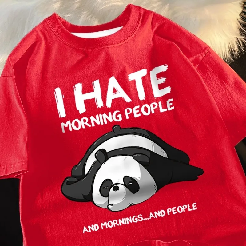 Eu odeio pessoas da manhã e pessoas da manhã unissex hip-hop solto camiseta elegante respirável confortável de secagem rápida