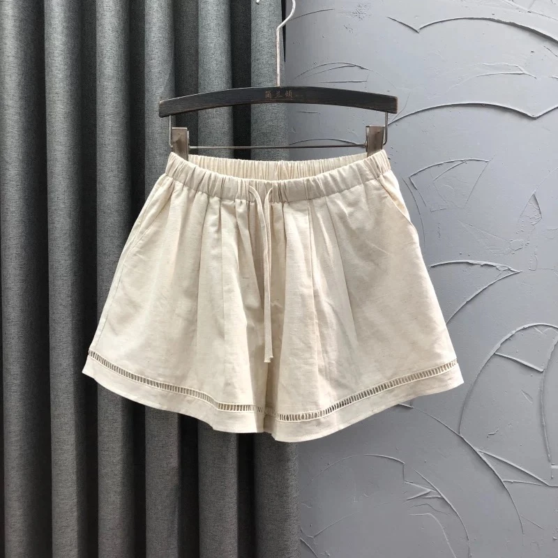 한국 여성 스타일 밴딩 반바지 여름 패션 A라인 와이드 레그 반바지 캐주얼 만능 여성 반바지