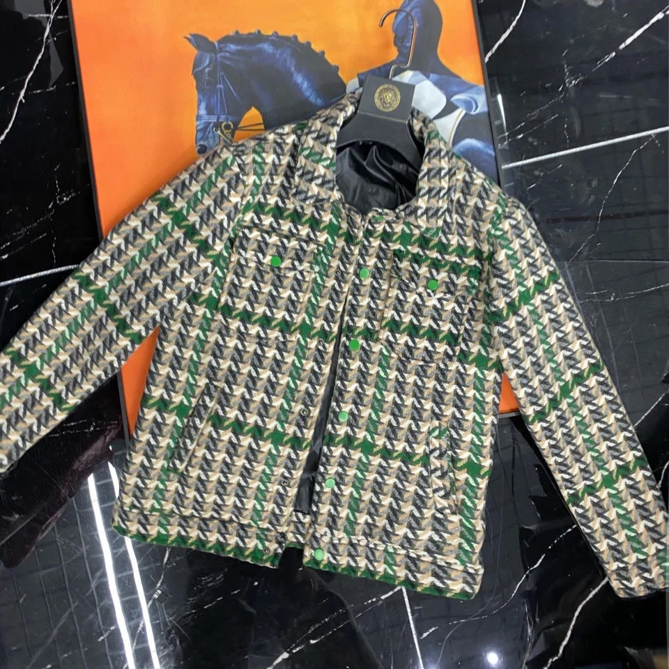 

Мужская твидовая куртка на осень-зиму с отложным воротником, в клетку, модная, универсальная верхняя одежда для молодежи, весенняя мода