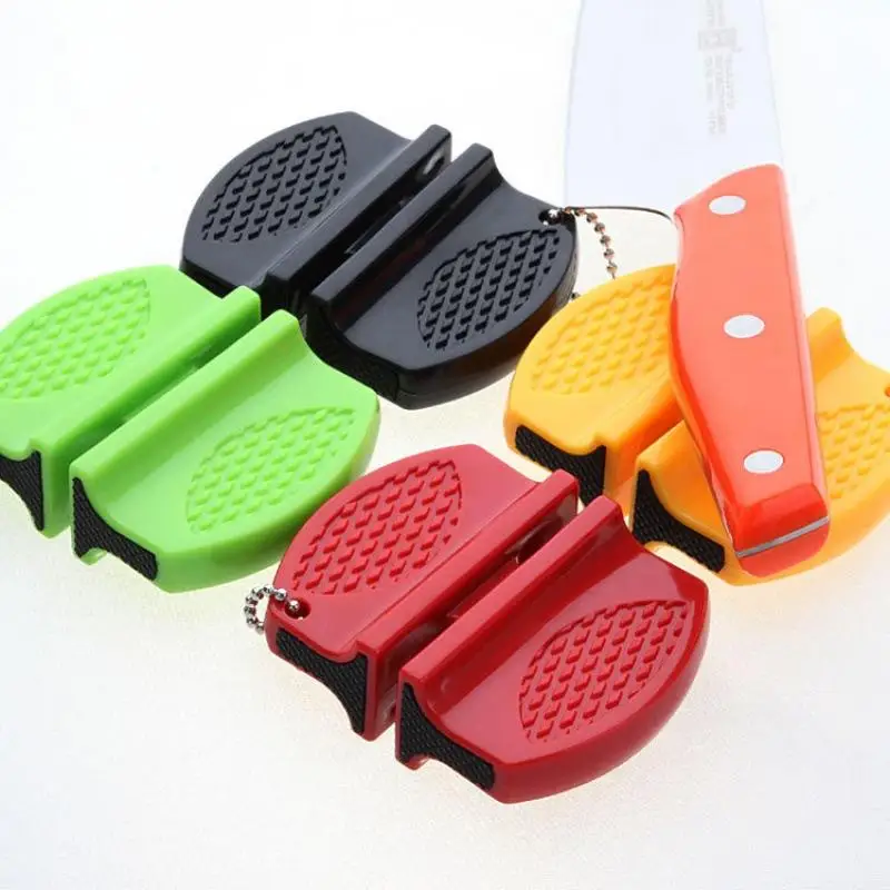 1pcs Mini Knife Sharpener Rough And Delicate Double Sided Sharpener Portable Ceramic Sharpener Pocket Outdoor Camping And Hiking