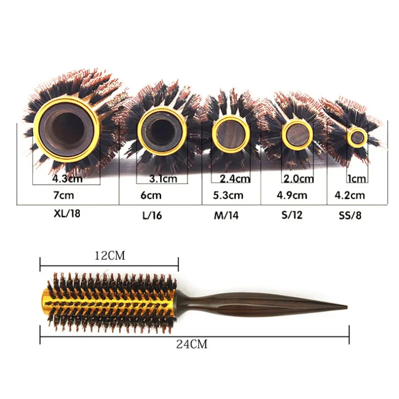 Wooden Handle Hair Rolling Brush For Hair Drying Styling Curling  Detangling Hair Brush 1pc Natural Boar Bristle Round Brush