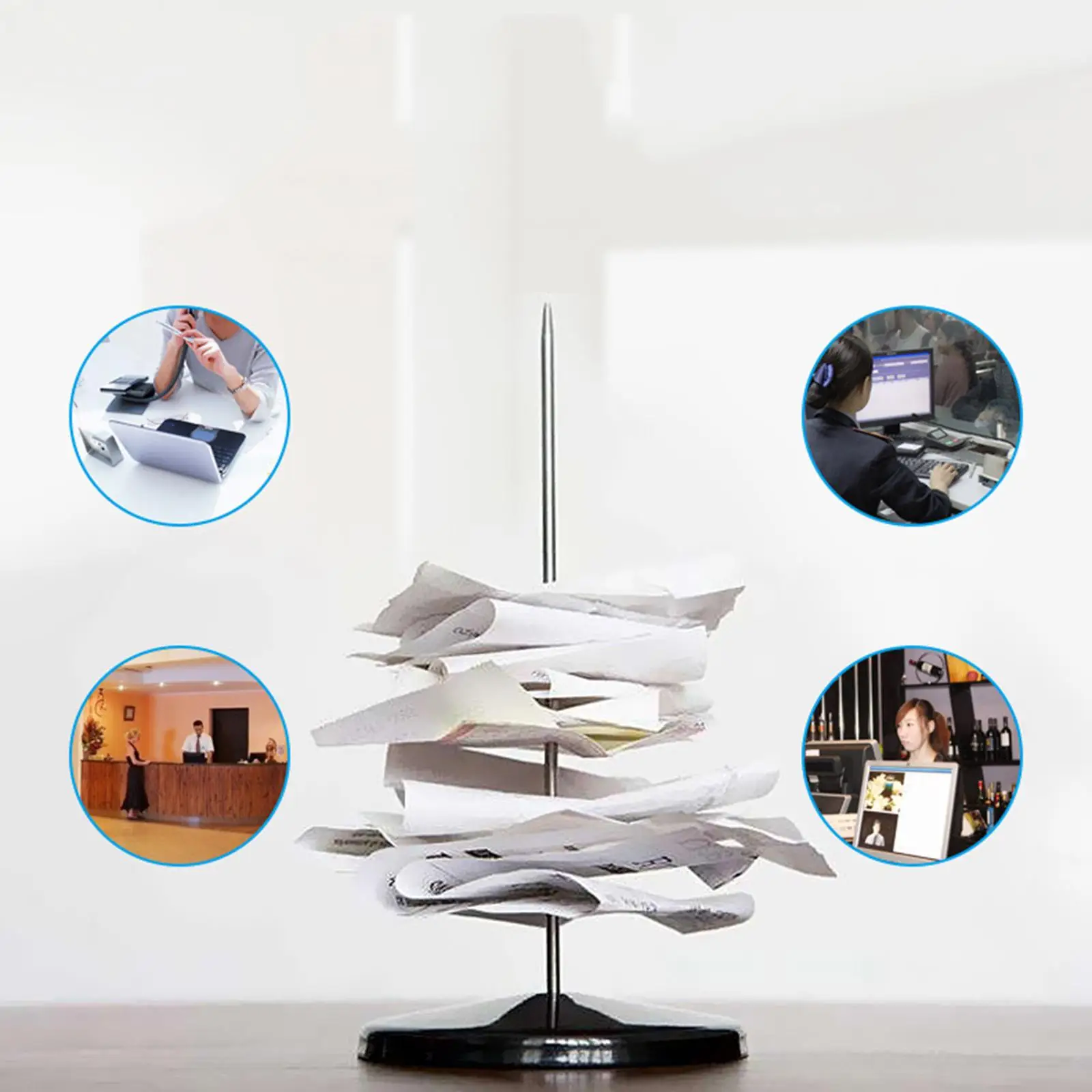 Plastic Receipt Holder with Safety Cover Ticket Fork Stand for Desk Hotel