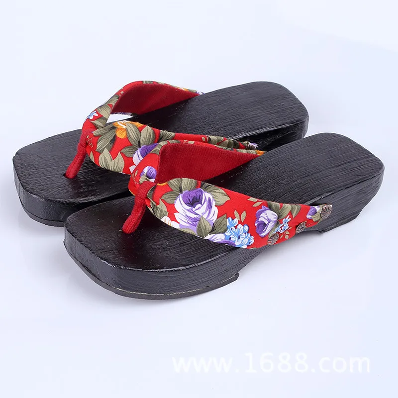 2026 New Women's 4cm Heel Geta Sandals Wedge Flip Flops Home Bathroom Beach Shoes For Couples