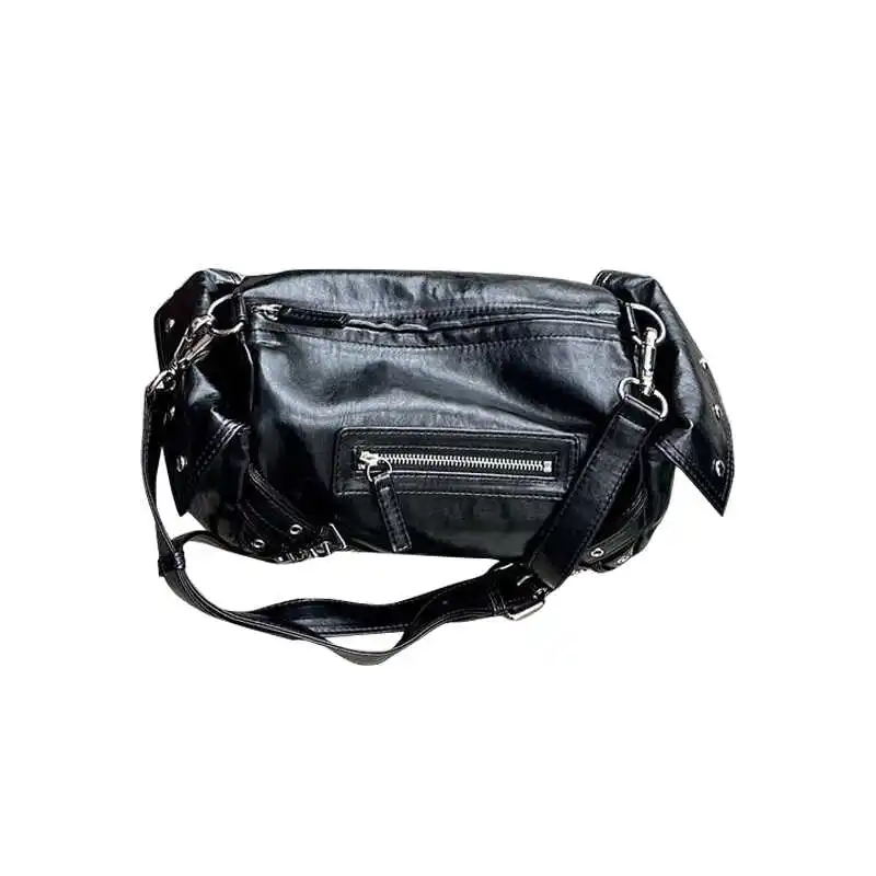 New American Retro Motorcycle Style Metal Rivet Shoulder Bag With High-end Feel Personalized Temperament Punk Women Bag Trendy