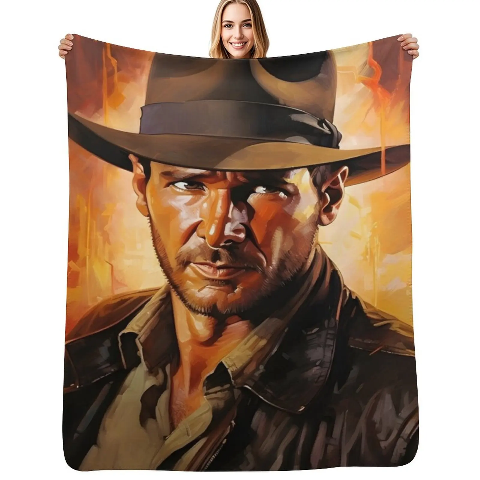 Manta decorativa con diseño de Indiana Jones, cómoda manta para sofá para ver televisión y tomar la siesta
