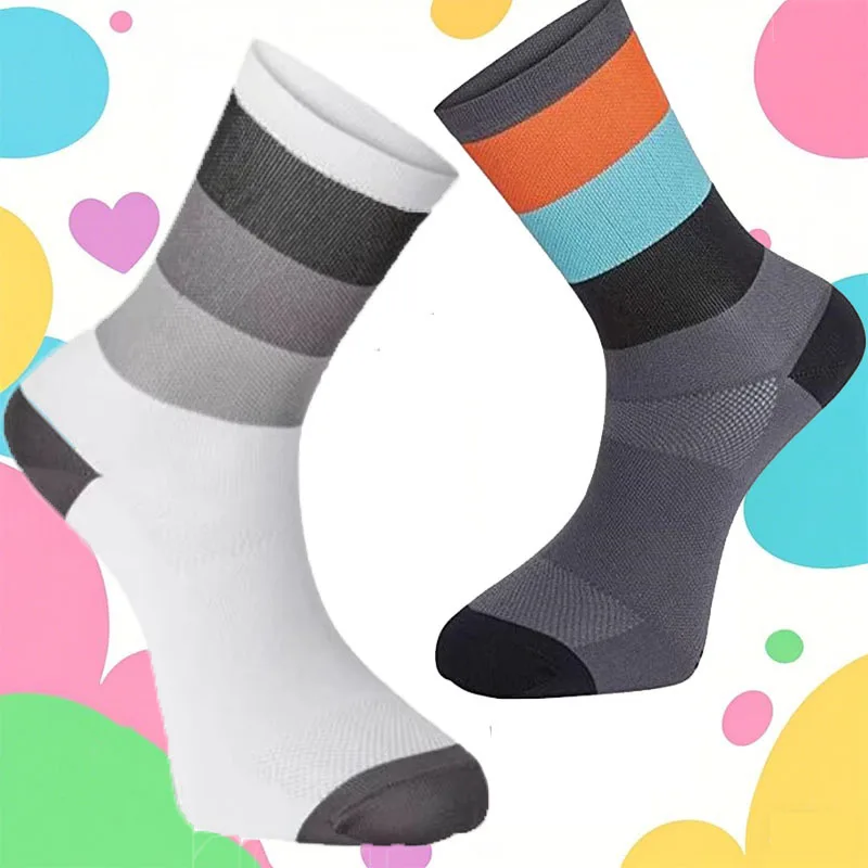 

2025 New Cycling Socks Men Sports Outdoor Black White Breathable Road Bikes Socks S24