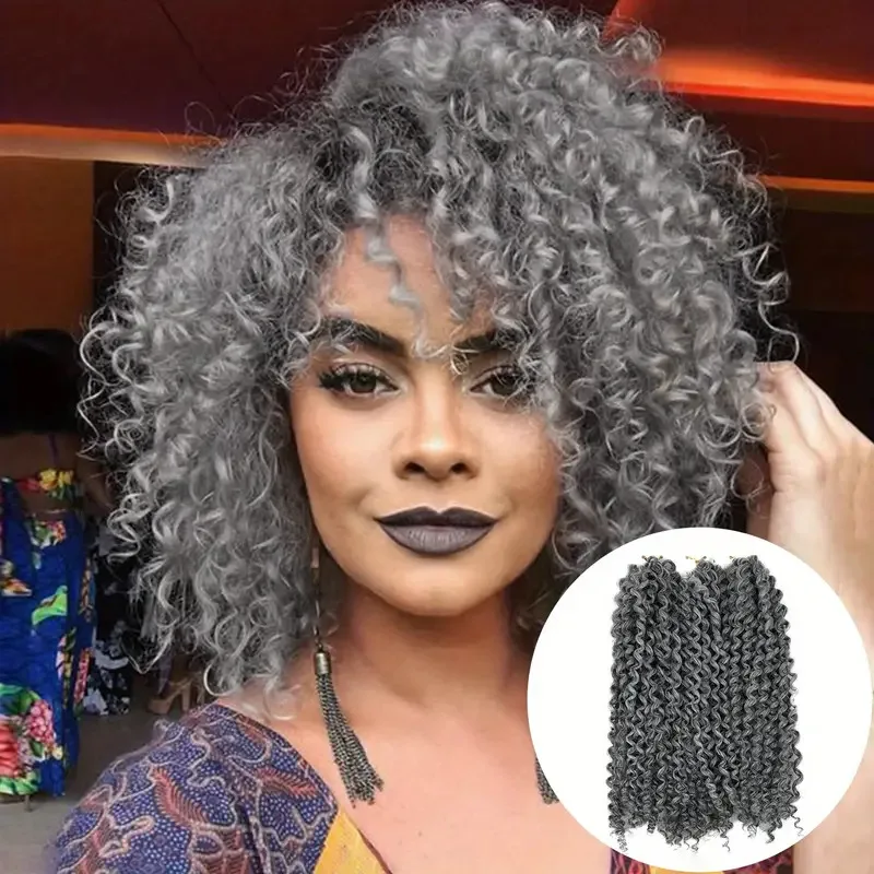 Synthetic Spring Twist Crochet Hair 10/18 Inch Natural Black Deep Wavy Crochet Braid Hair Extensions for Black Women 18/Pack