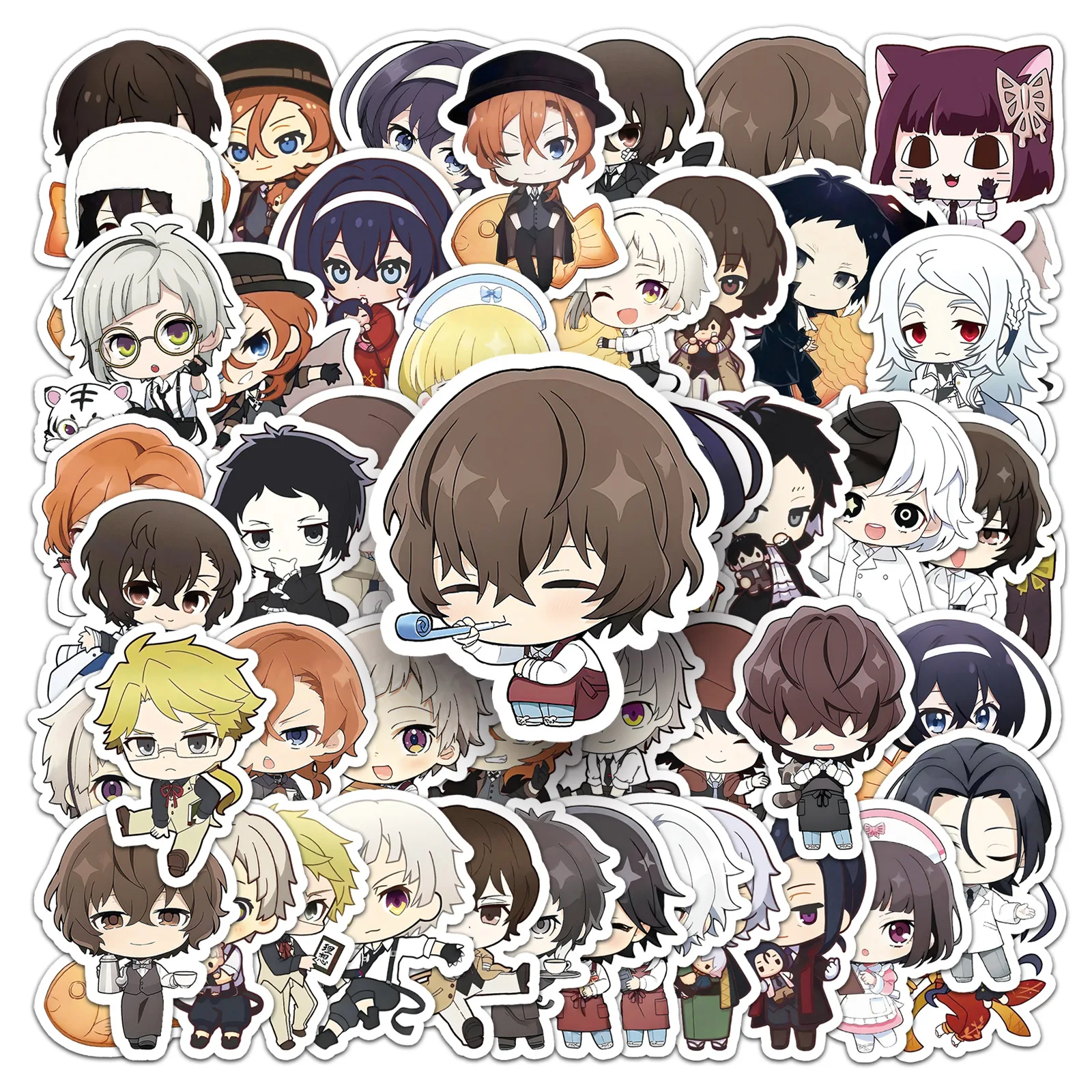 

50PCS Q version of Wenhao Wild Dog Japanese anime creative decoration mobile phone case handbook waterproof sticker Kids Toy