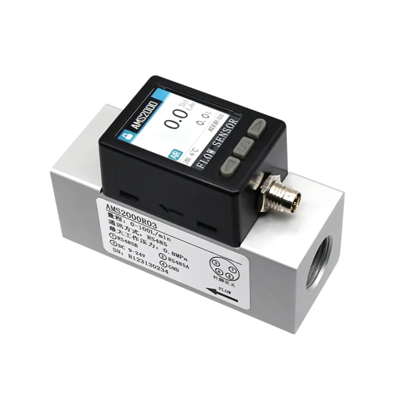 1PCS AMS2000 Intelligent Digital Thermal  Mass Flow Meter  Air Nitrogen RS485 Communication