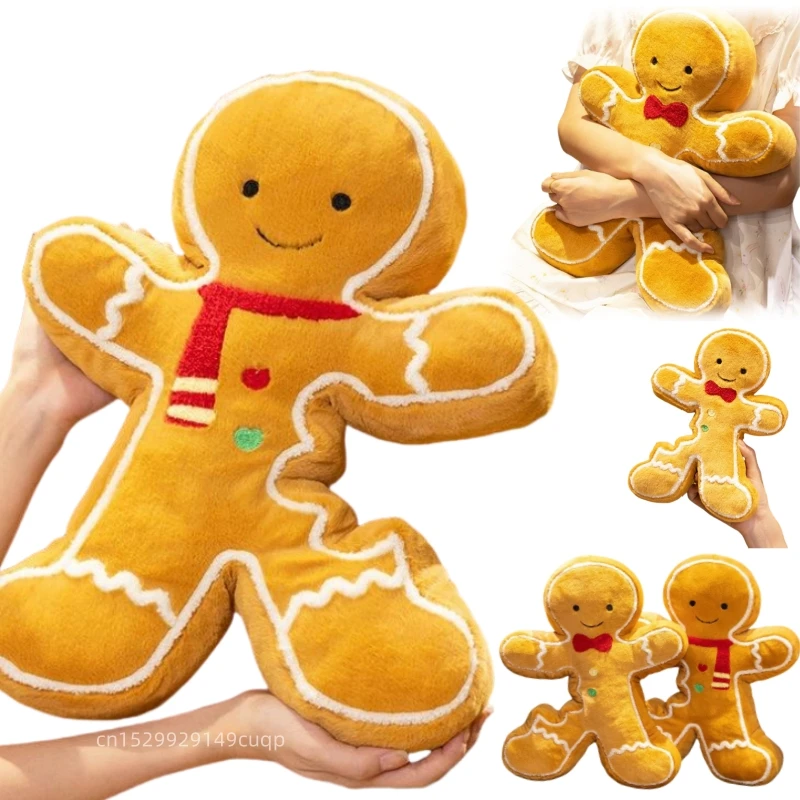 17-40cm Cartoon Creative Gingerbread Plush Doll Pentant Piece Bite Biscute Cookie Plush Toy Home Decor Christmas Gift For Kids