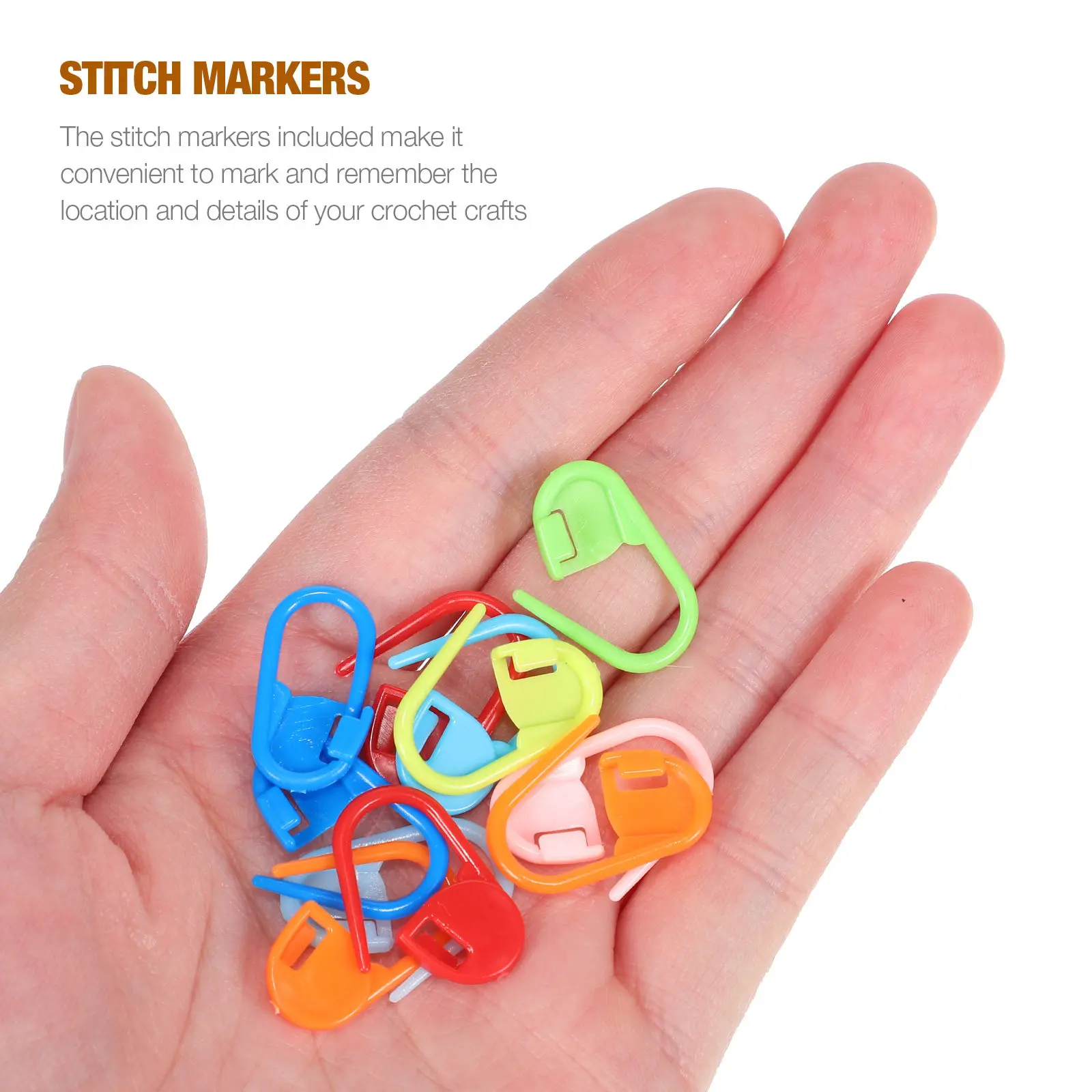 

1Set Crochet Hook Set Premium Wood Handles Ergonomic Carving Smooth Tips Stitch Markers for Scarves Hats Sweater Crochet Needles