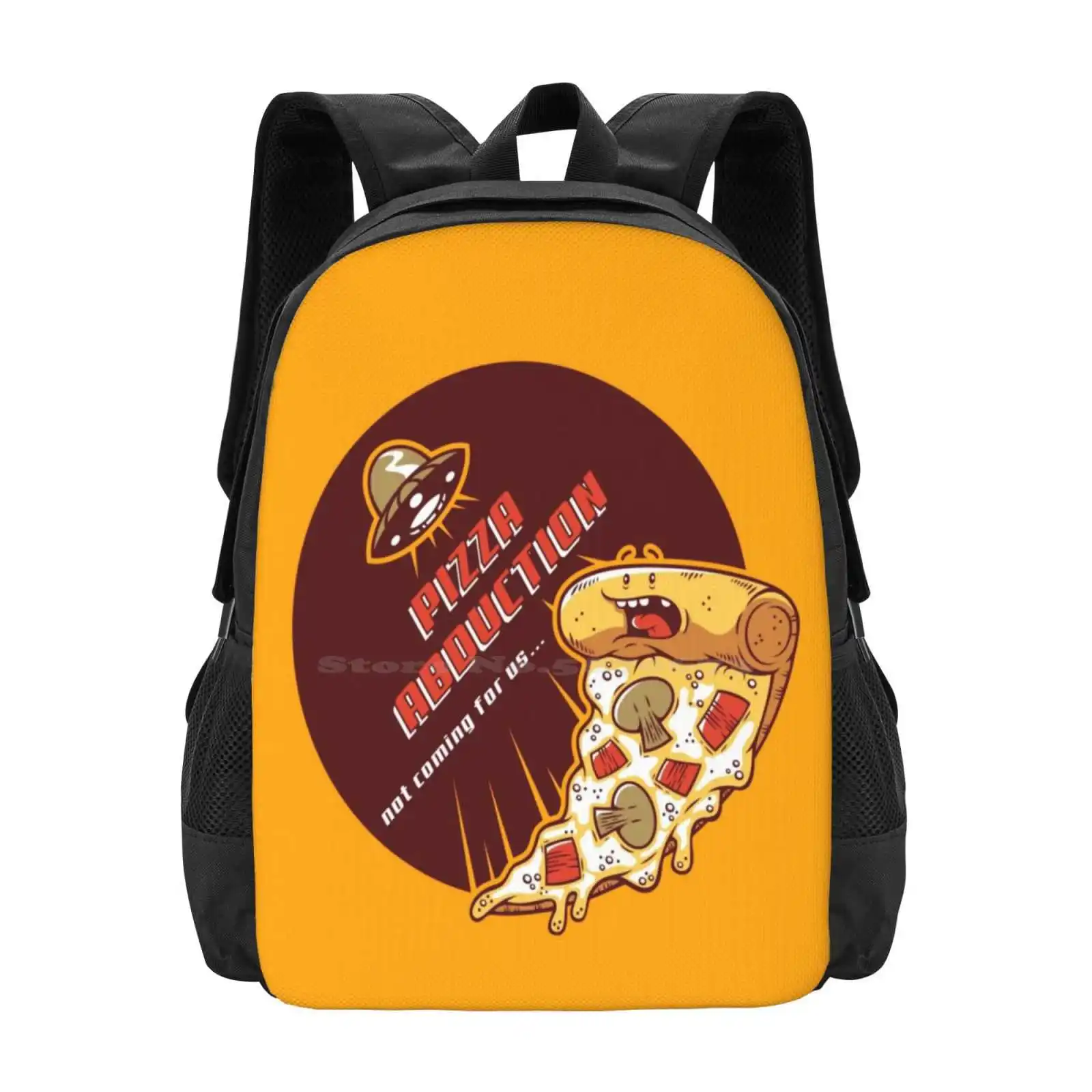 Pizza Abduction Backpack For Student School Laptop Travel Bag Pizza Ovni Alien Abduction Abducci N Bacon Champi On Comida Food